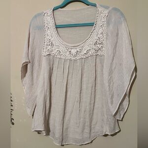 Very light pink Lace Trim Women's Top